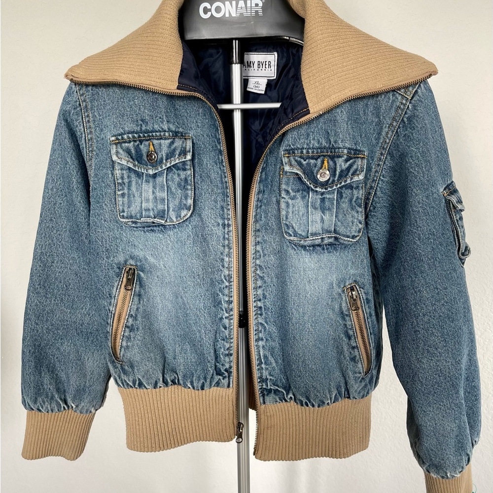 Denim wash bomber styled Amy Byer jacket